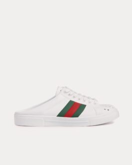 Mules blanches en caoutchouc Gucci Ace avec bande Web