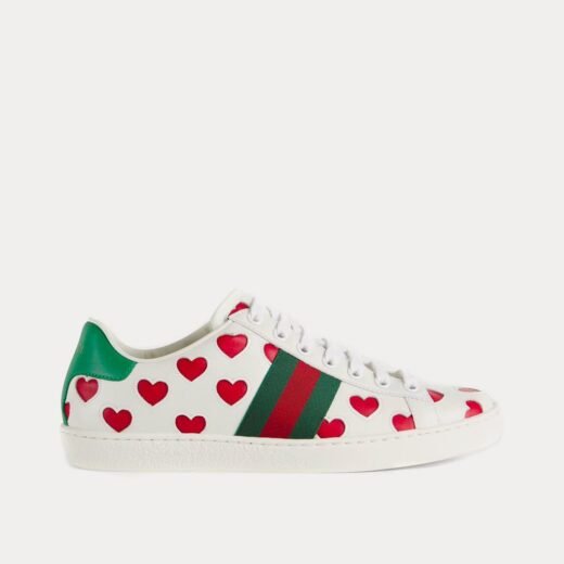 Gucci Baskets basses Ace Valentine Hearts blanches/rouges – 35