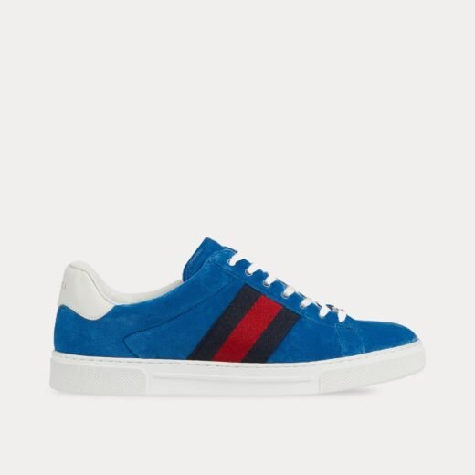 Gucci Baskets basses Ace avec toile en velours bleu – 35