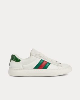 Baskets basses épaisses en cuir blanc Gucci Screener avec bande Web