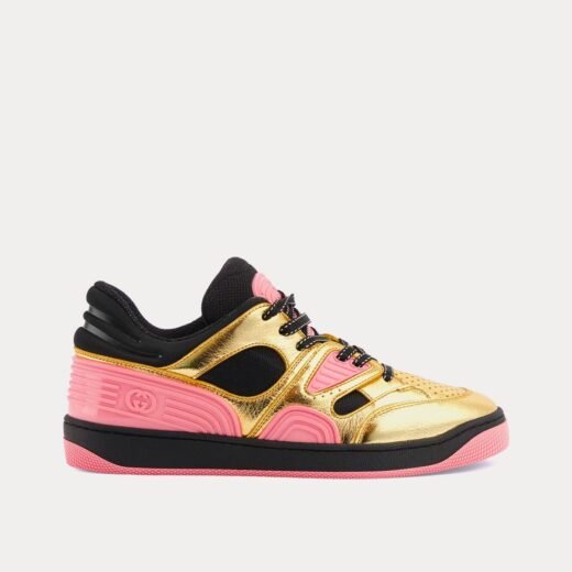 Gucci Baskets basses Basket en cuir doré métallisé / rose – 35