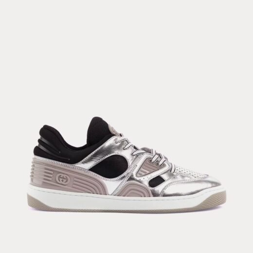 Gucci Baskets basses Basket en cuir argenté métallisé – 35