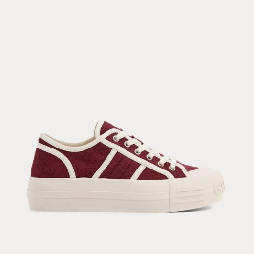 Gucci Baskets basses en toile Chunky GG Rosso Ancora – 35