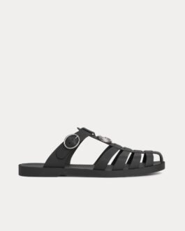 Mules Gucci Double G en caoutchouc noir