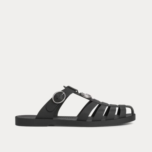 Gucci Mules Double G en caoutchouc noir – 35