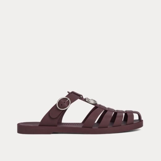 Gucci Mules Double G en caoutchouc bordeaux – 35