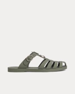 Mules Gucci Double G en caoutchouc vert foncé