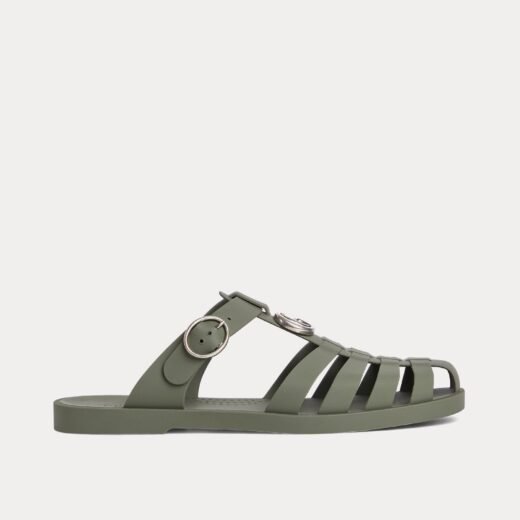 Gucci Mules Double G en caoutchouc vert foncé – 35