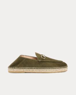 Espadrilles en daim vert foncé à mors Gucci