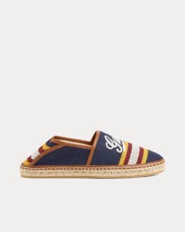Espadrilles Gucci en tissu bleu/multicolore avec inscription Gucci