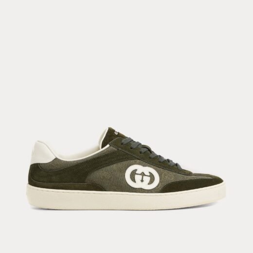 Gucci Baskets basses G75 en toile et daim vert foncé – 35