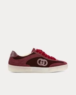 Baskets basses Gucci G75 en velours bordeaux