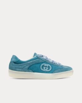 Baskets basses Gucci G75 en velours bleu sarcelle foncé