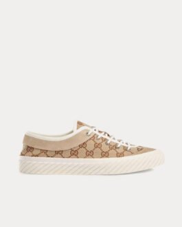 Baskets basses Gucci en toile GG beige/ébène