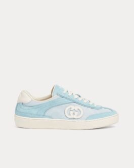 Baskets basses Gucci en daim bleu clair avec G entrelacés