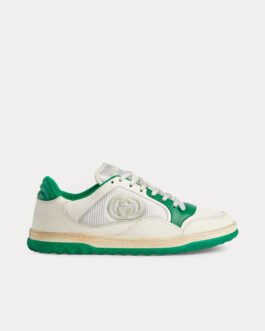 Baskets basses Gucci MAC80 en cuir blanc cassé/vert