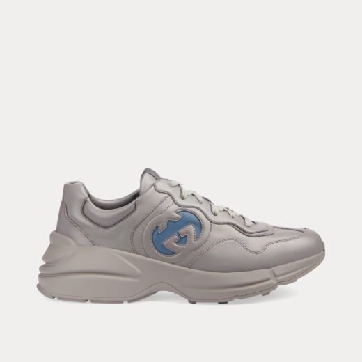 Gucci Baskets basses Rhyton grises à motif G entrelacés – 35