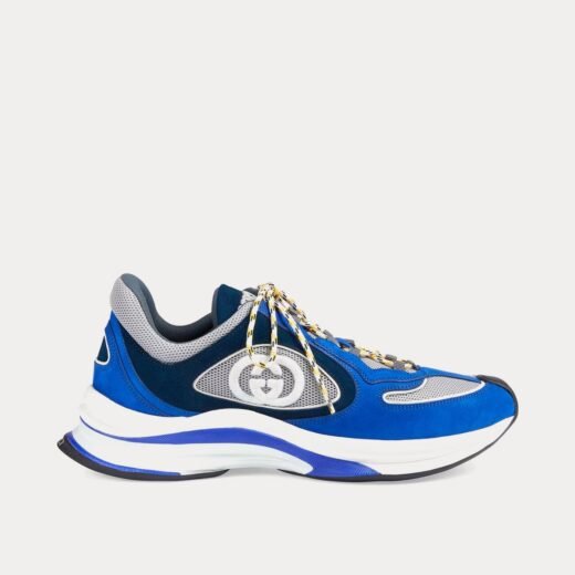 Gucci Baskets basses Run en daim bleu/noir – 35