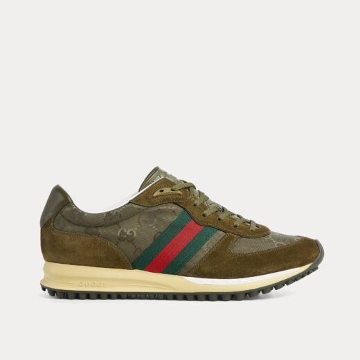 Gucci Baskets basses Re-Motion en toile GG originale vert foncé – 35