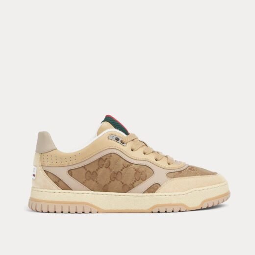Gucci Baskets basses Re-Web avec nylon GG beige/marron foncé – 35