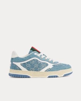 Baskets basses bleu clair Gucci Re-Web avec motif GG Denim