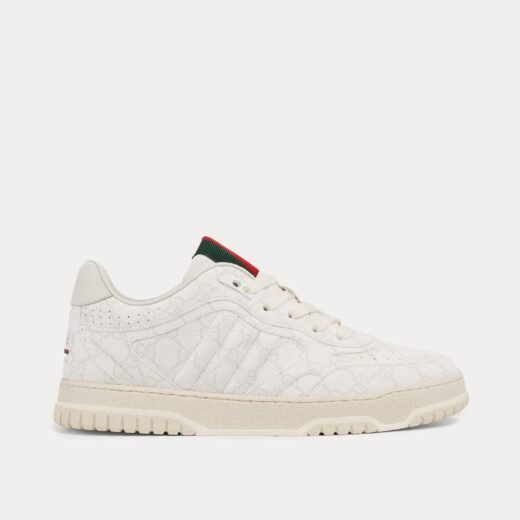 Gucci Baskets basses Re-Web GG Supreme en toile beige/blanc – 35