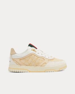 Baskets basses Gucci Re-Web en toile GG beige clair