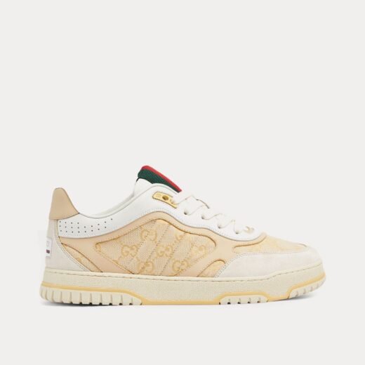 Gucci Baskets basses Re-Web en toile GG beige clair – 35