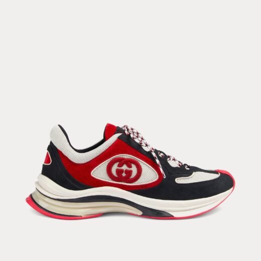 Gucci Baskets basses Run GG en daim noir/rouge/blanc – 35