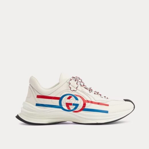 Gucci Baskets basses blanches en cuir à imprimé logo Run – 35