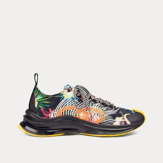 Gucci Baskets basses noires à imprimé floral Run – 35