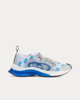 Baskets basses Gucci Run en tissu bleu/blanc