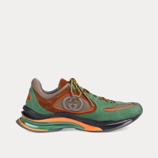 Gucci Baskets basses Run en daim vert/marron – 35