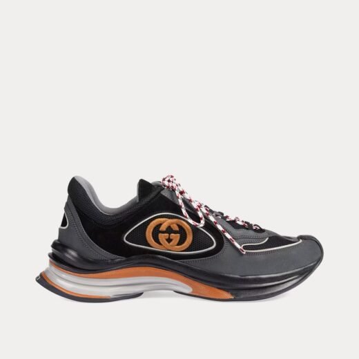 Gucci Baskets basses Run en daim gris/noir – 35