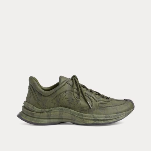 Gucci Baskets basses vertes en cuir imprimé GG Run – 35