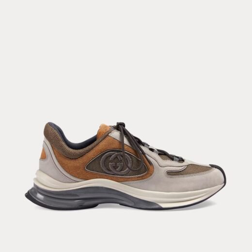 Gucci Baskets basses Run en daim gris clair/marron – 35