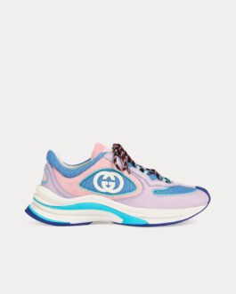 Baskets basses Gucci Run en daim lilas/rose clair