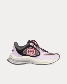 Baskets basses Gucci Run GG en daim lilas/noir