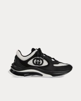 Baskets basses Gucci Run GG en daim noir/blanc
