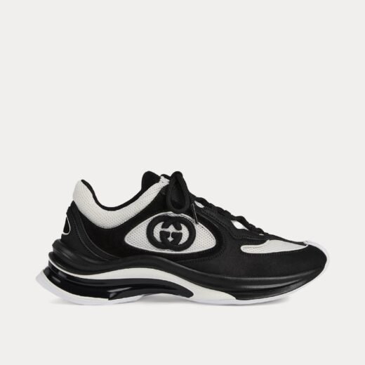 Gucci Baskets basses Run GG en daim noir/blanc – 35