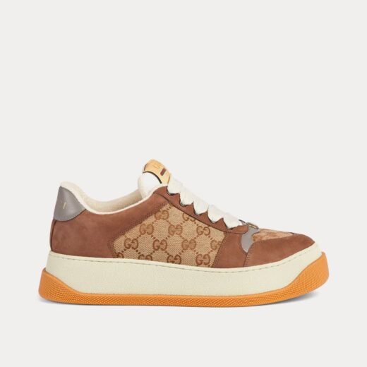 Gucci Baskets basses Screener GG en toile beige/ébène – 35