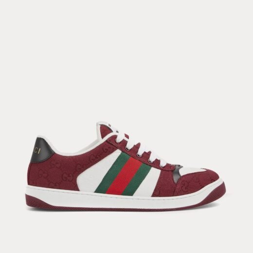 Gucci Baskets basses Screener avec toile GG et bande Web Rosso Ancora rouge/blanc – 35