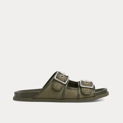 Gucci Sandales Slide Buckle en toile GG vert foncé – 35