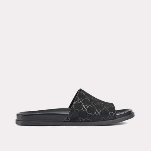 Gucci Sandales à brides coulissantes en daim GG noir – 35