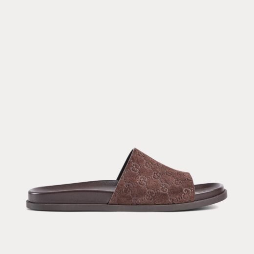 Gucci Sandales à brides coulissantes en daim GG marron – 35
