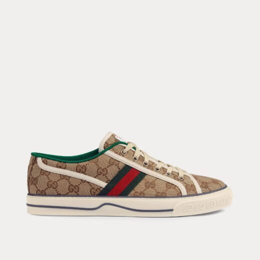 Gucci Baskets basses Tennis 1977 GG en toile beige/ébène – 35