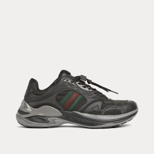 Gucci Baskets basses 2.0 en maille et cuir noir/gris – 35
