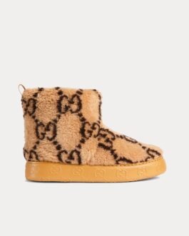 Bottines Gucci GG en laine mérinos beige/ébène