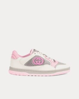 Baskets basses Gucci MAC80 en cuir blanc cassé/rose