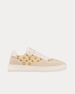 Baskets basses LV Stadium en raphia beige naturel